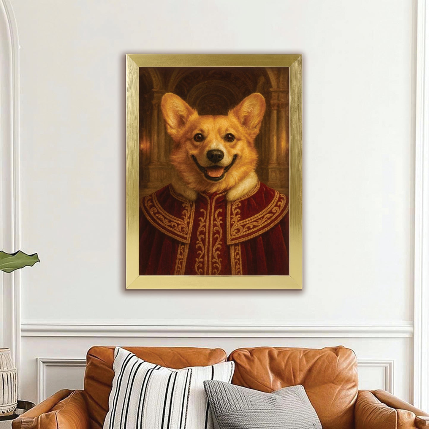Custom Photo King Royal Dog Style 01 Canvas Framed Wall Art Gift For Dog Lovers