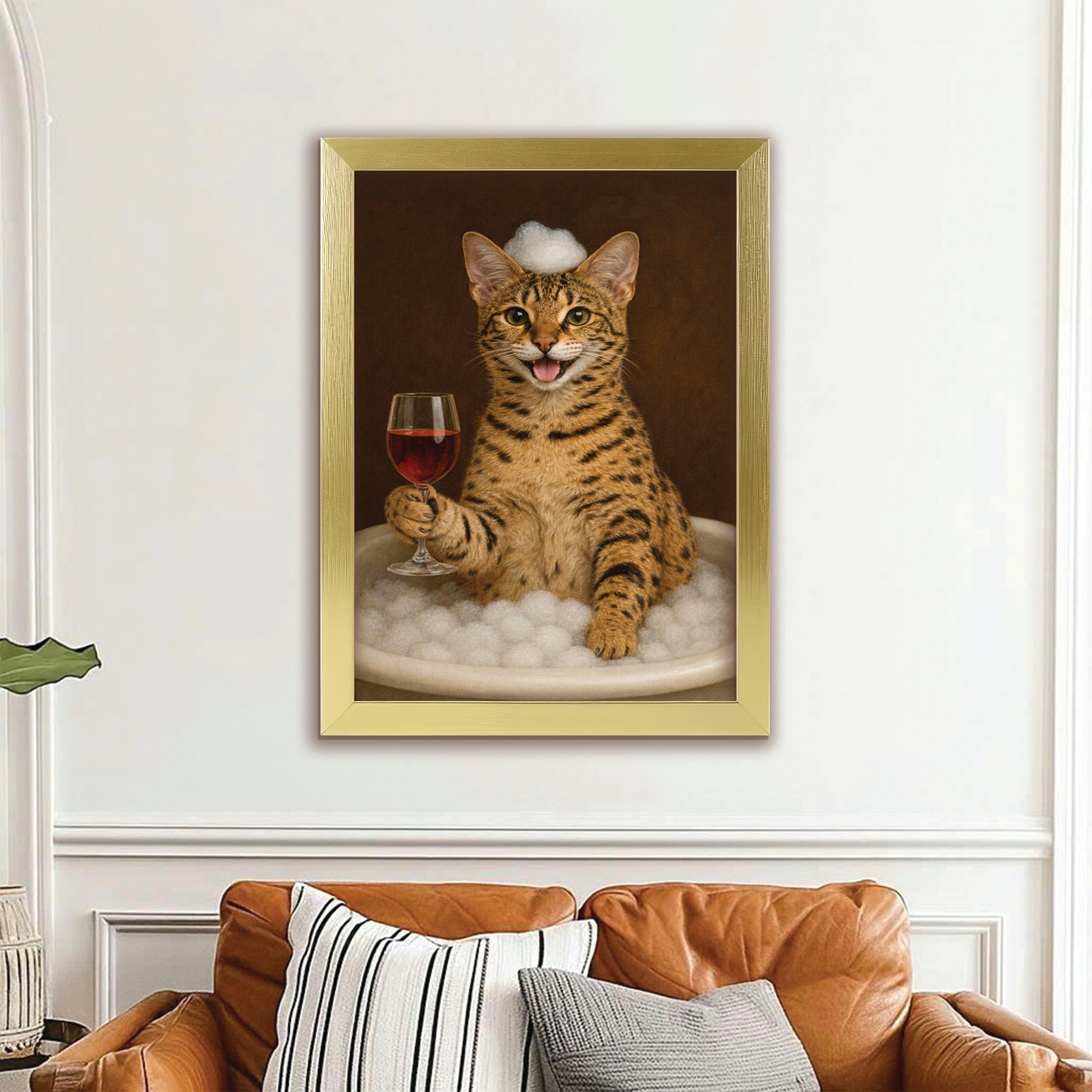 Custom Photo Cat Bathroom Style 27 Canvas Framed Wall Art Gift For Cat Lovers
