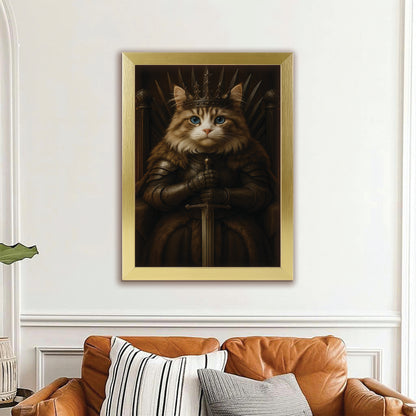Custom Photo Cat Canvas Framed Wall Art Royal Pet Portrait