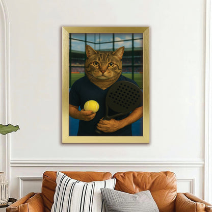 Custom Photo Paddle Player Cat Canvas Framed Wall Art Gift For Cat Lovers