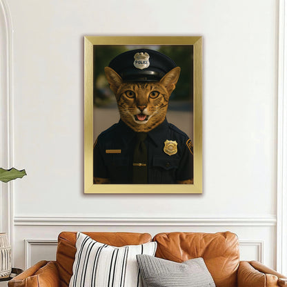 Custom Photo Police 2 Cat Canvas Framed Wall Art Gift For Cat Lovers