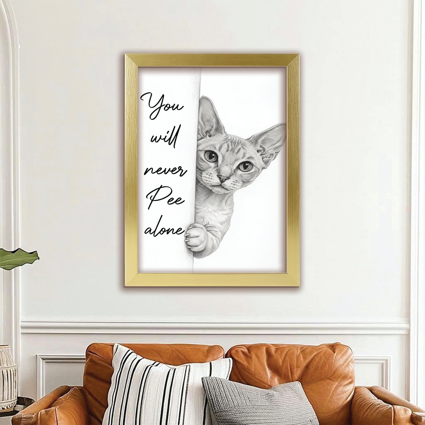 Custom Photo Cat Breed Bathroom Canvas Framed Wall Art Gift For Cat Lovers