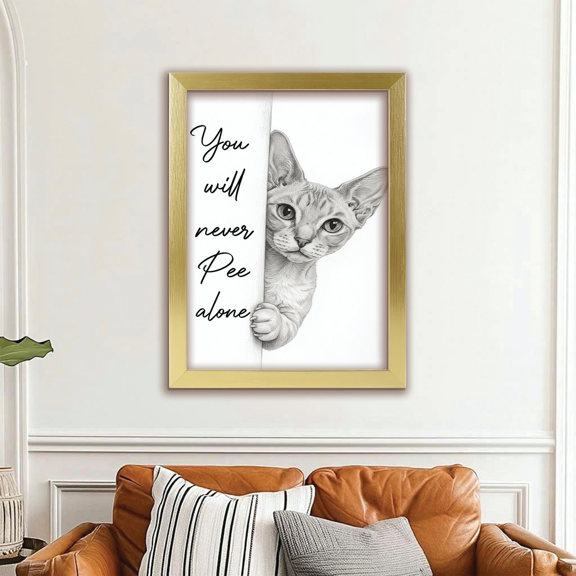 Custom Photo Cat Breed Bathroom Canvas Framed Wall Art Gift For Cat Lovers