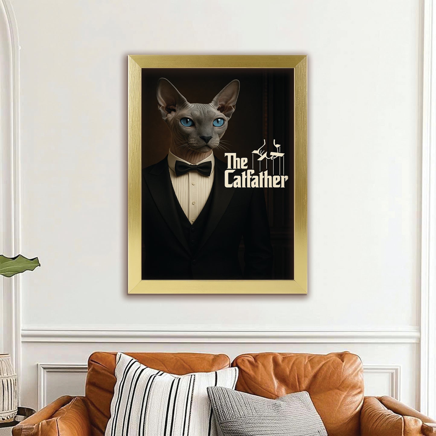 Custom Photo Cat Father Canvas Framed Wall Art _ Gift For Cat Lovers