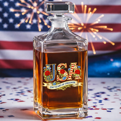America 250 Patriotic Whiskey Decanter Set 1776-2026, Independence Day USA Gift THUC99