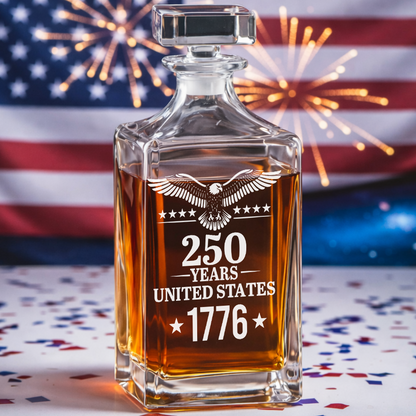 250th Years America Engraved Whiskey Decanter Set, USA Patriotic Gift THUC99