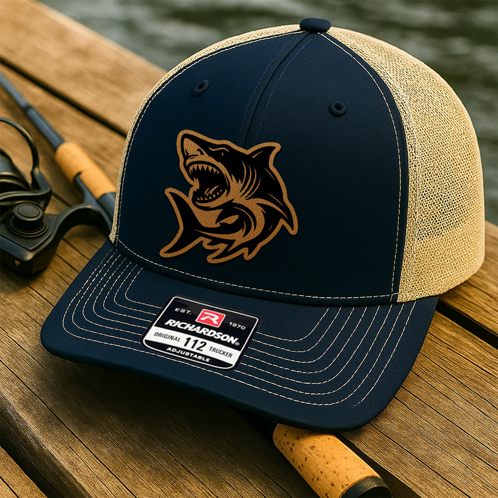 Custom Fishing Trucker Hat for Men – Personalized Leather Patch Hat Gift for Dad or Husband THUC99MF32