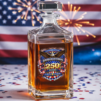 250 Years Whiskey Decanter Set 1776-2026 Patriotic American Gift for Independence Day THUC99
