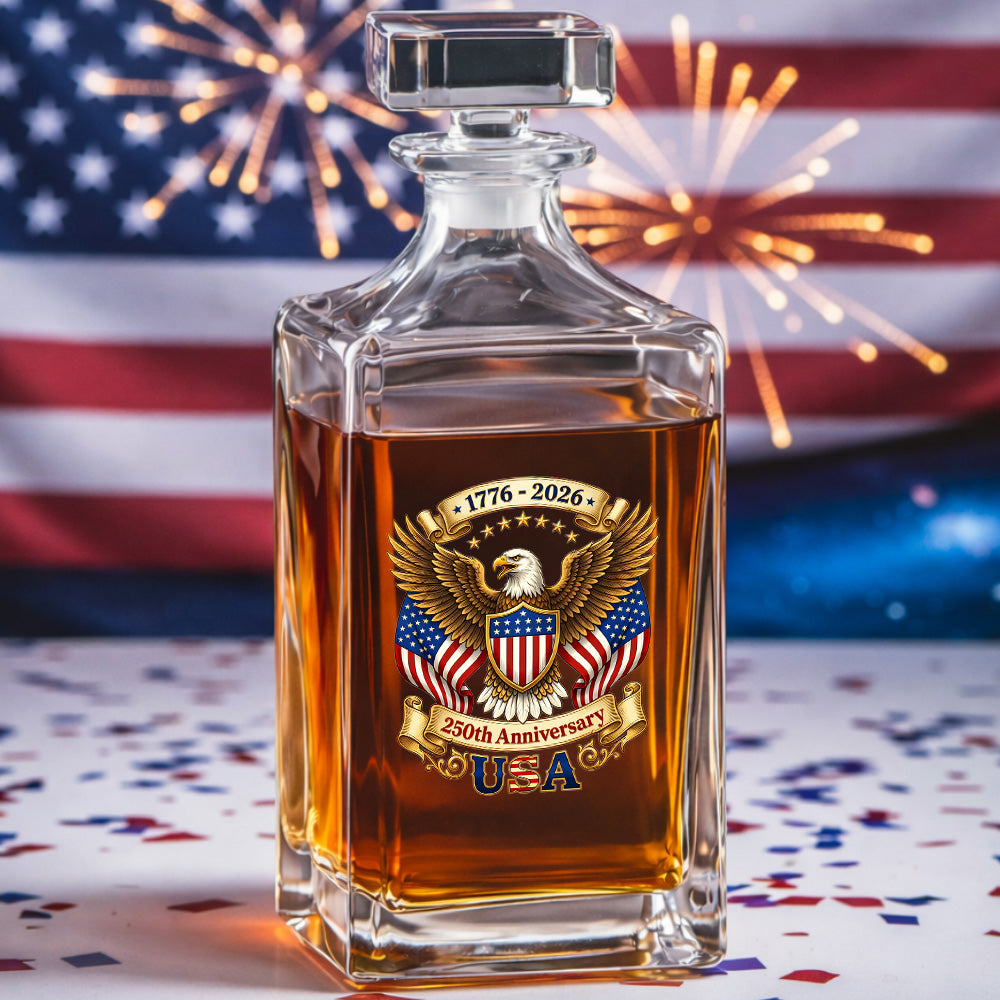 250th Eagle USA Whiskey Decanter Set, Patriotic Independence Day Gift THUC99