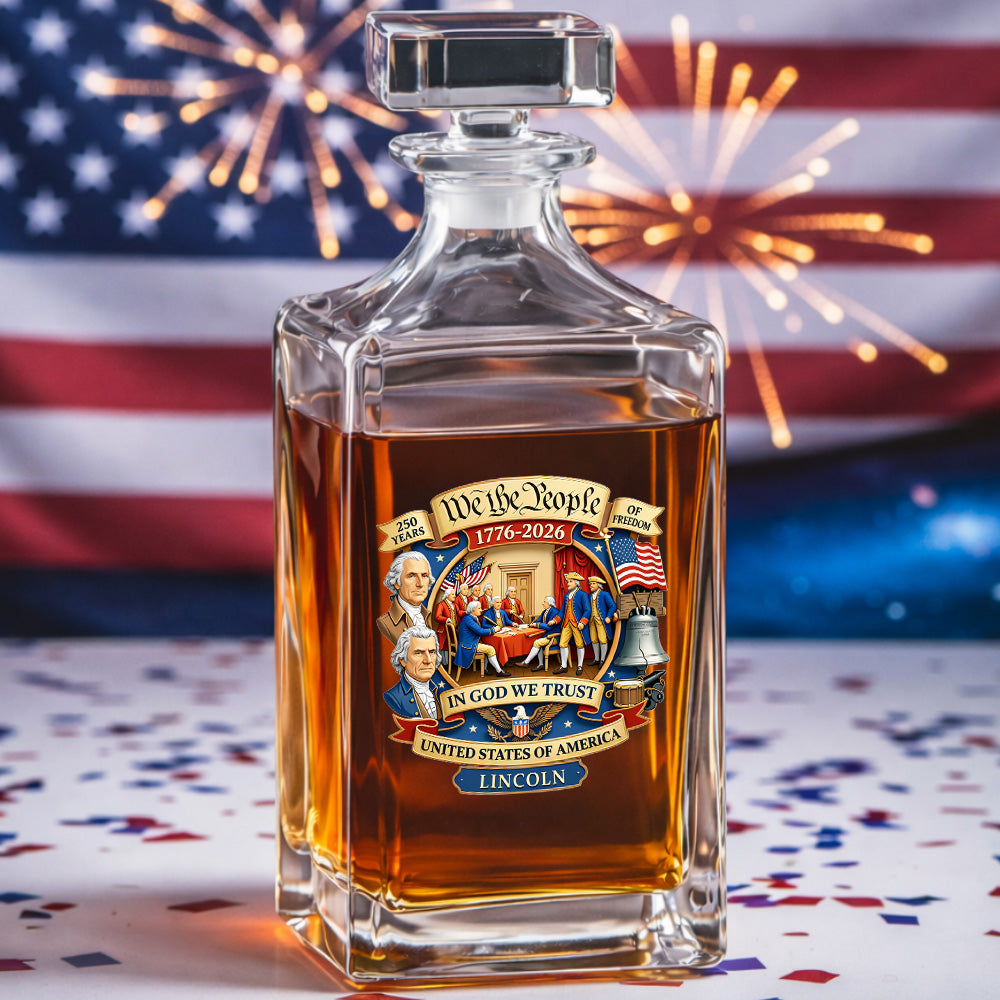 Custom Name We The People Whiskey Decanter Set, Patriotic Gift THUC99