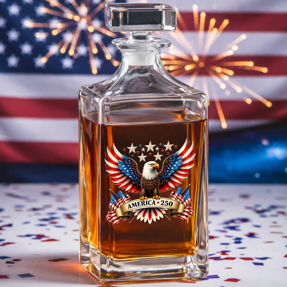 Personalized 250 Years USA Whiskey Decanter Set, Patriotic Gift THUC99