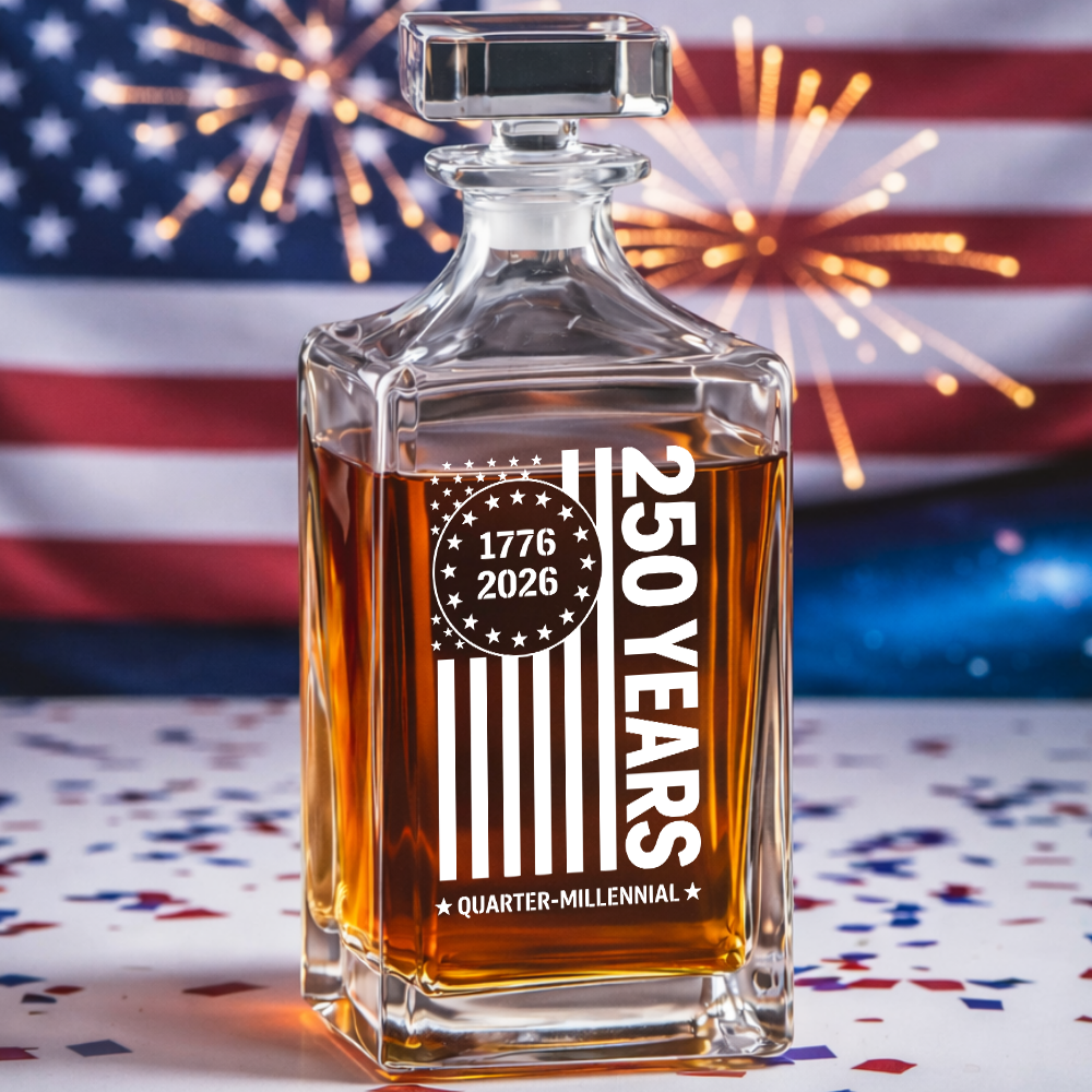 Personalized USA 250th Anniversary Whiskey Decanter Set 1776–2026 THUC99