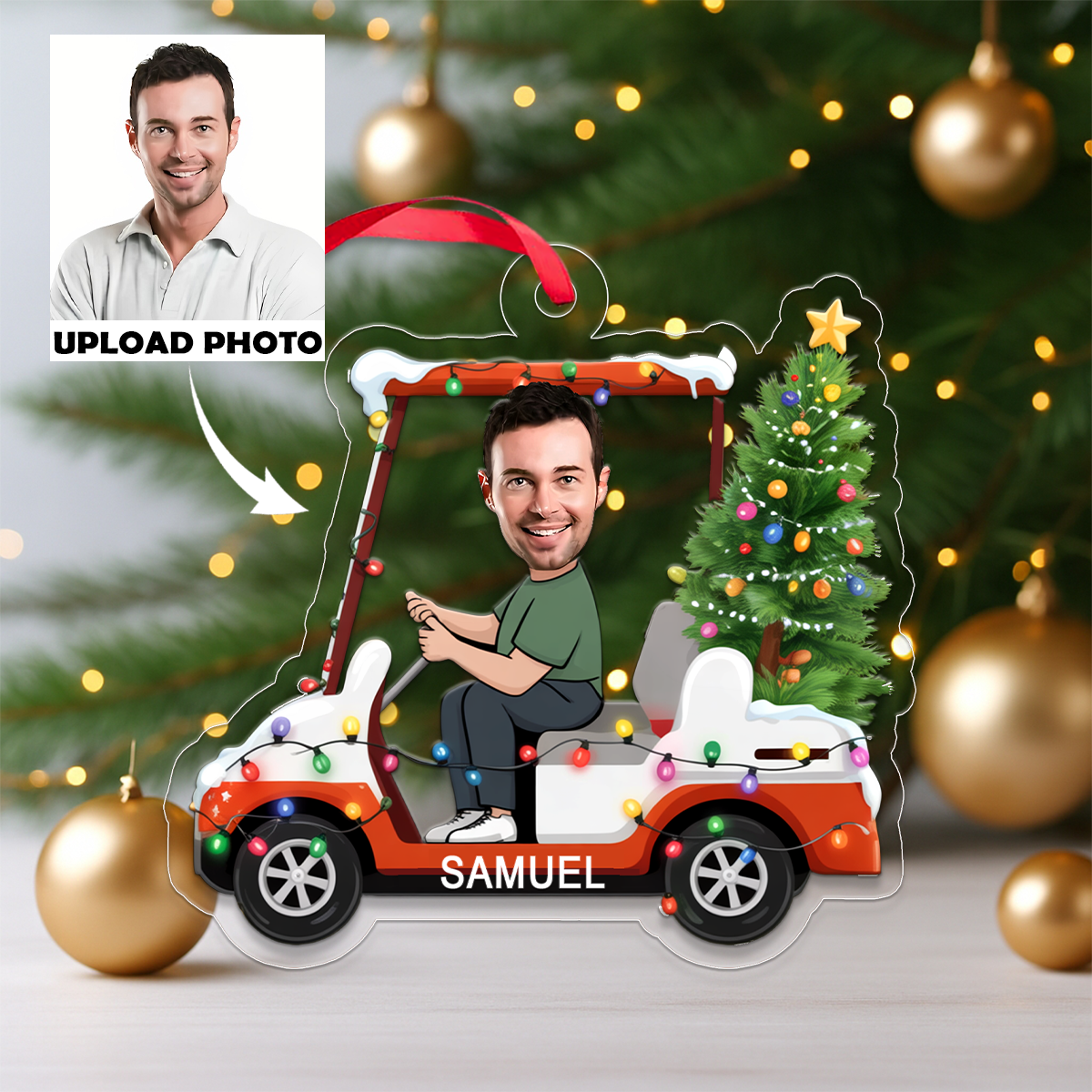 Custom Photo Golf Cart Xmas