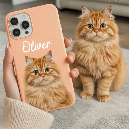 Custom Pet Cat Design Phone Case – Custom Printed Cat Portrait – Pet Keepsake THUC99M07