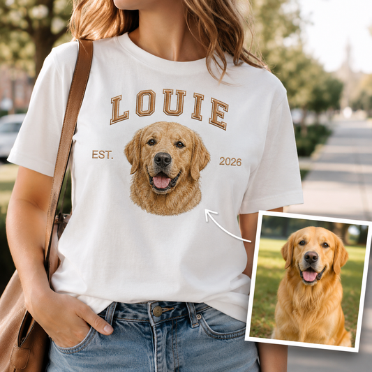 Custom Dog Dad Embroidered Shirt, Personalized Pet Photo Tee, Gift For Dog Owner THUC99