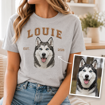 Custom Dog Dad Embroidered Shirt, Personalized Pet Photo Tee, Gift For Dog Owner THUC99