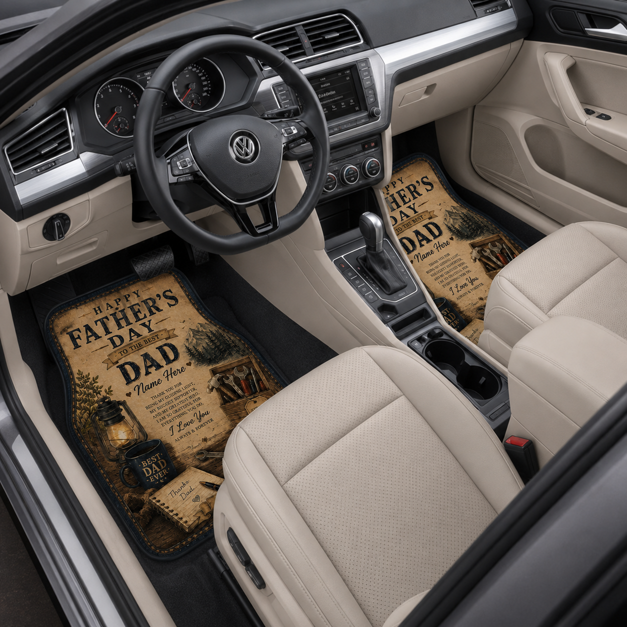 Personalized Dad I Love You Flannel Car Floor Mats, Custom Dad Floor Mats, Gift For Dad TOM99