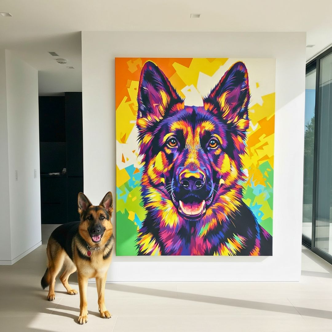 Custom Dog Photo Portrait Pop Art Colorful Wall Art Canvas | Gift For Dog Lovers