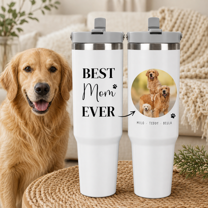 Custom Photo Best Mom Dog 30oz Tumbler | Gift For Dog Lovers | Pet Lover Gifts TOM99