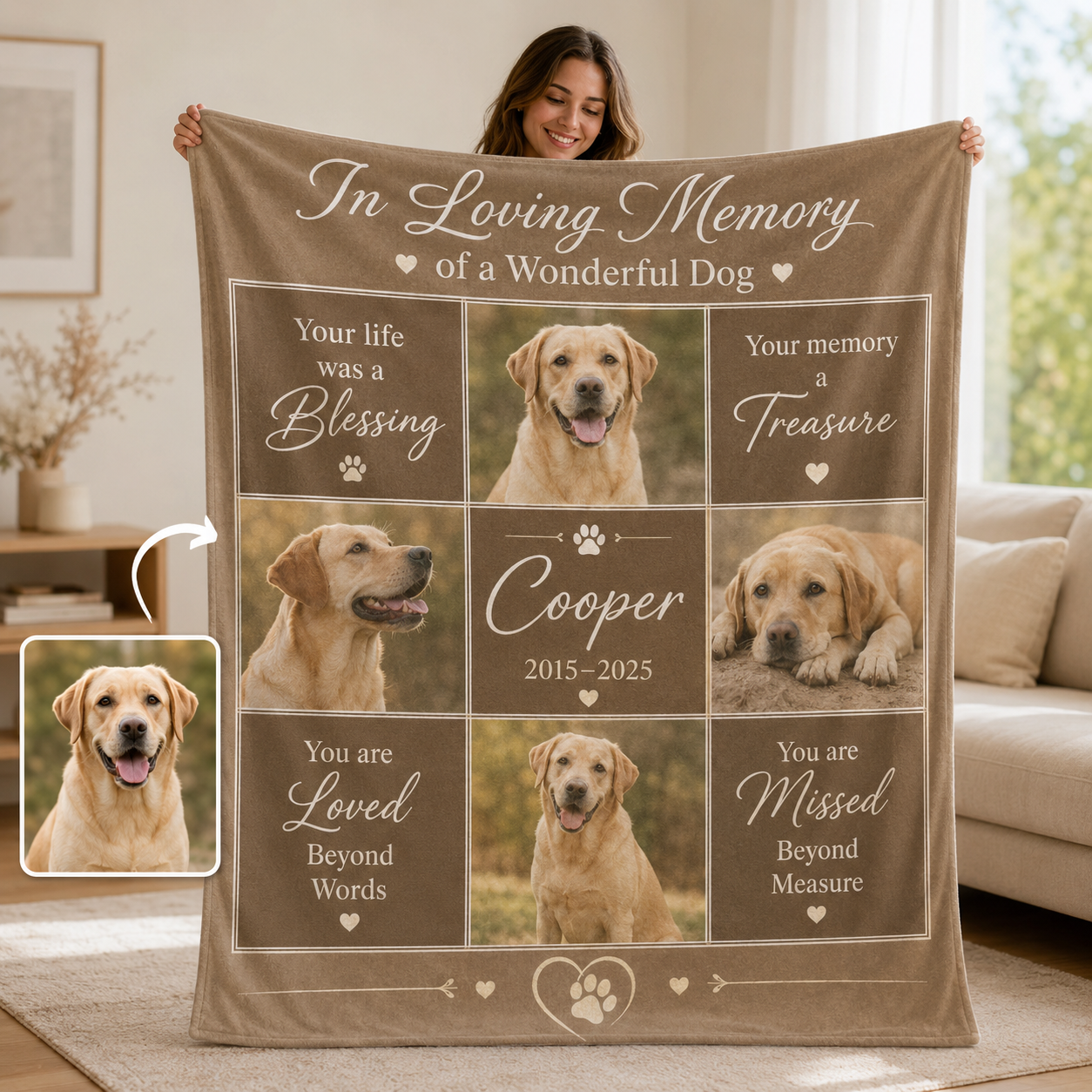 Custom Photo Dog Loving Memories Blanket | Personalized Dog Lovers Gifts | Gift For Dog Lovers TOM99