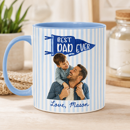 Custom Photo Best Dad Ever Mug, Personalized Mug Mug For Husband Dad Grandfather TOM99