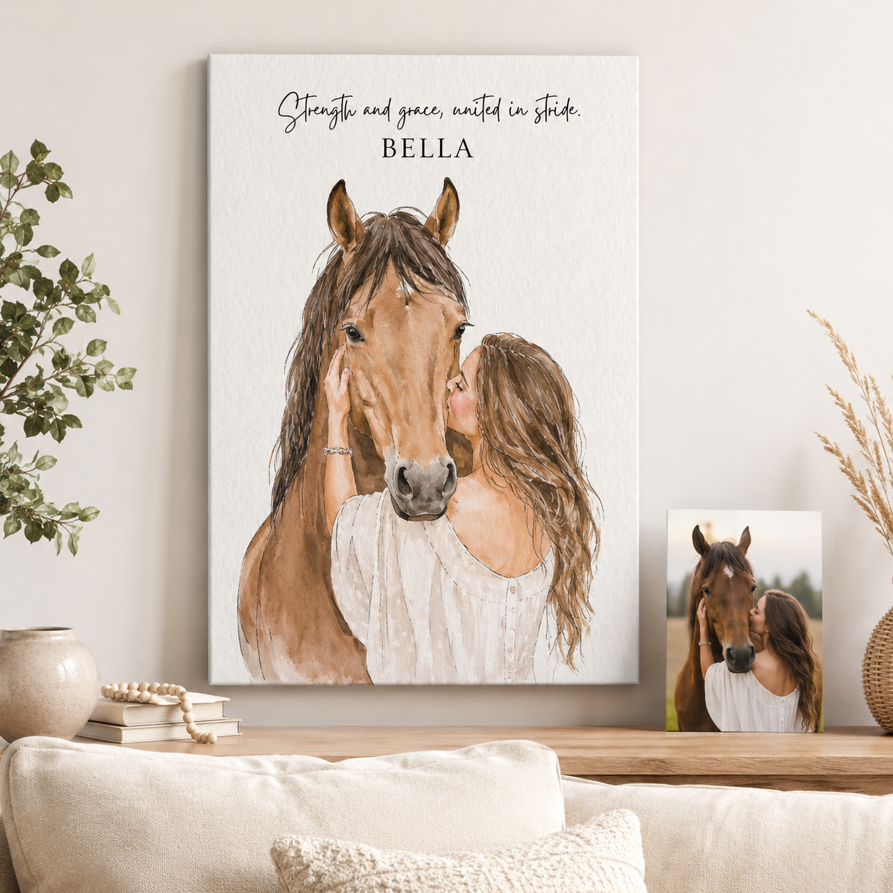 Custom Photo Horse Wall Art Canvas | Personalized Horse Photo Canvas | Gift For Horse Lovers TOM99