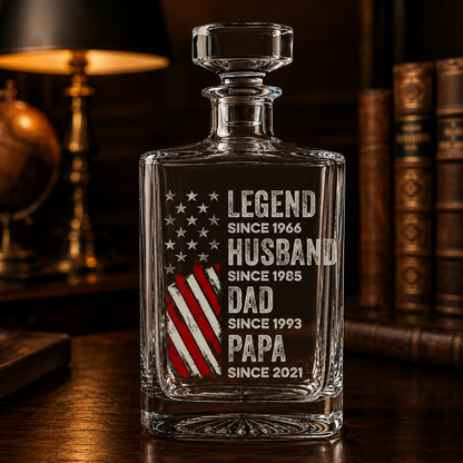 Custom Photo Dad  Papa Whiskey Decanter Set | Personalized Gift For Dad | Father's Day Gifts