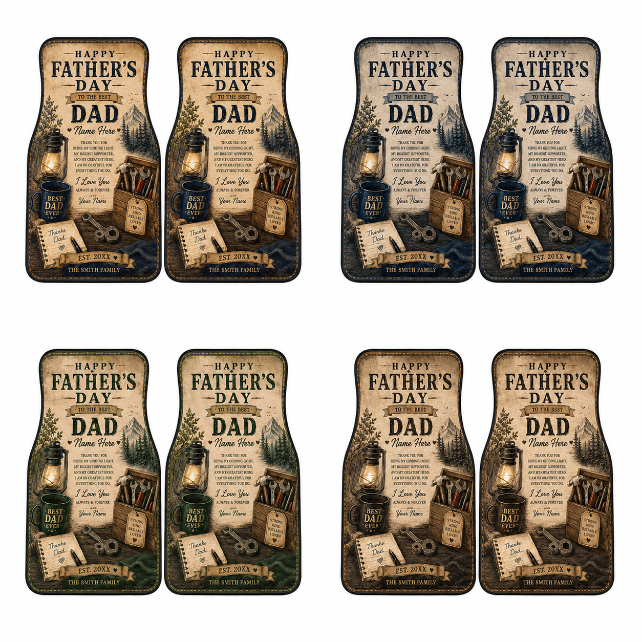 Personalized Dad I Love You Flannel Car Floor Mats, Custom Dad Floor Mats, Gift For Dad TOM99