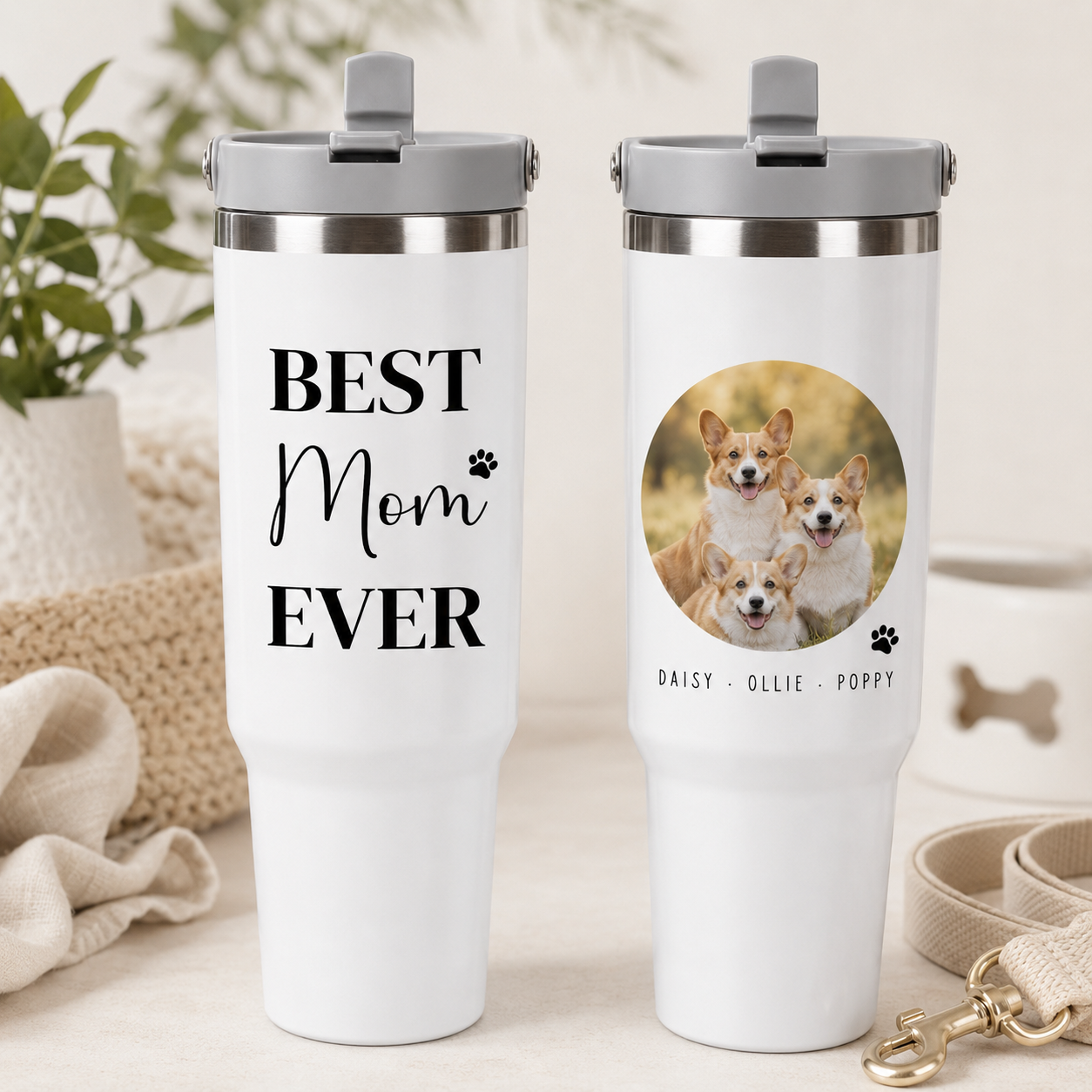 Custom Photo Best Mom Dog 30oz Tumbler | Gift For Dog Lovers | Pet Lover Gifts TOM99