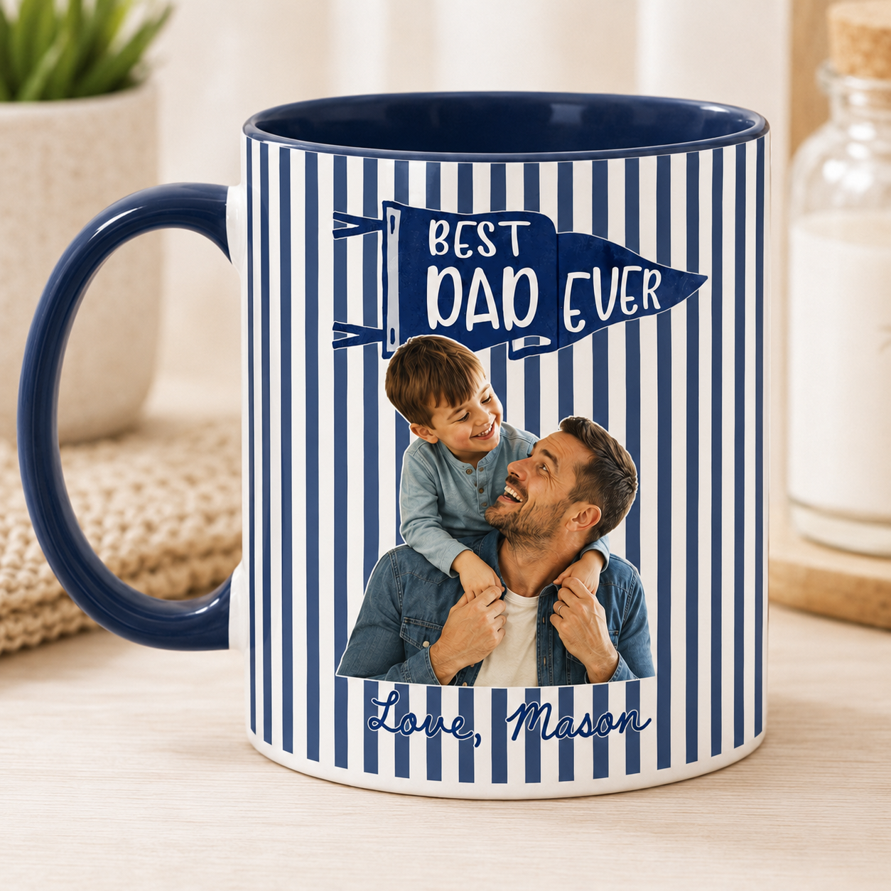 Custom Photo Best Dad Ever Mug, Personalized Mug Mug For Husband Dad Grandfather TOM99