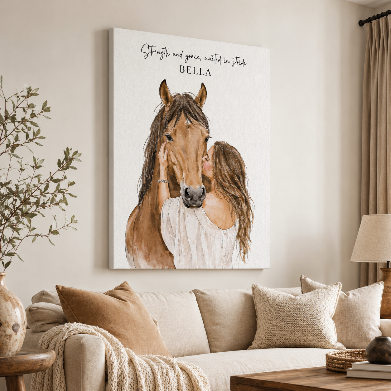 Custom Photo Horse Wall Art Canvas | Personalized Horse Photo Canvas | Gift For Horse Lovers TOM99