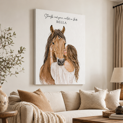 Custom Photo Horse Wall Art Canvas | Personalized Horse Photo Canvas | Gift For Horse Lovers TOM99