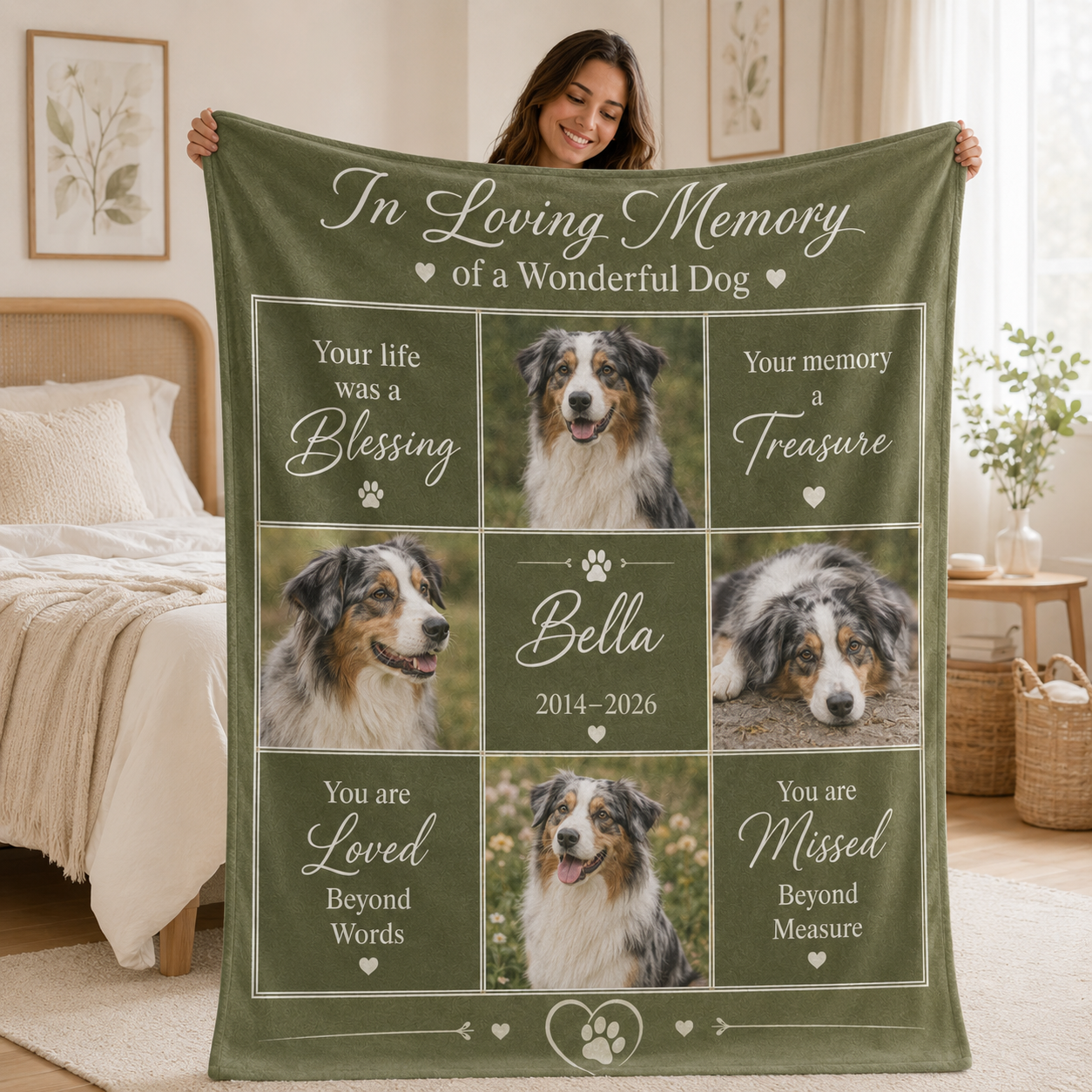 Custom Photo Dog Loving Memories Blanket | Personalized Dog Lovers Gifts | Gift For Dog Lovers TOM99