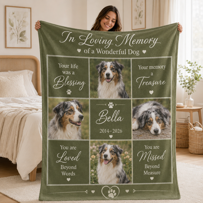 Custom Photo Dog Loving Memories Blanket | Personalized Dog Lovers Gifts | Gift For Dog Lovers TOM99