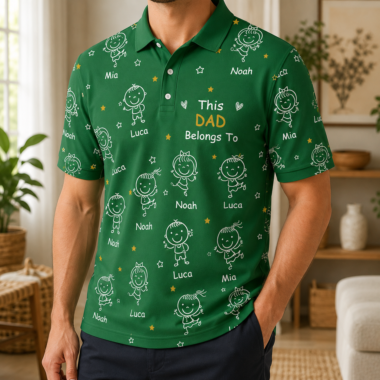 Custom Photo This Dad Belongs To Polo Shirt, Personalized Polo Shirt For Husband Dad Grandfather