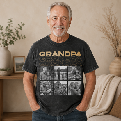 Custom Photo Dad & Grandpa Wash T-Shirt, Personalized Dad Gifts | Gift For Dad TOM99