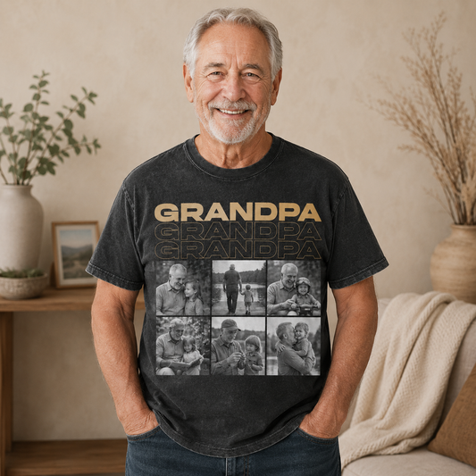Custom Photo Dad & Grandpa Wash T-Shirt, Personalized Dad Gifts | Gift For Dad TOM99