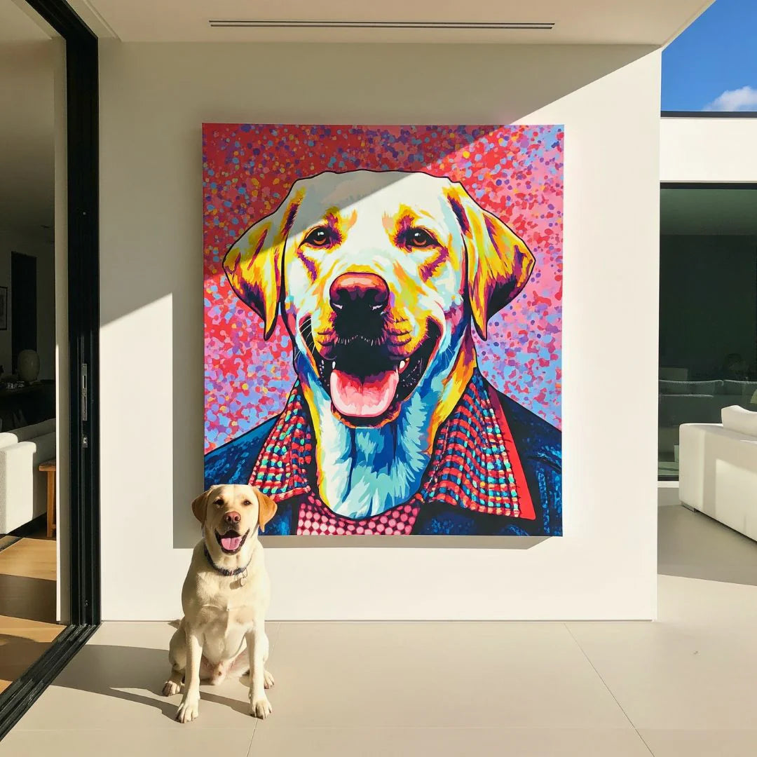 Custom Dog Photo Portrait Pop Art Colorful Wall Art Canvas | Gift For Dog Lovers