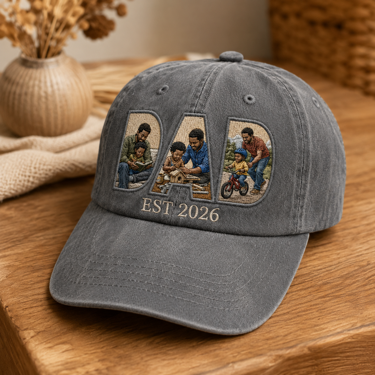 Custom Photo Father Embroidered Hat, Personalized Cap, Custom Portrait Dad Hat, Father’s Day Gift TOM99