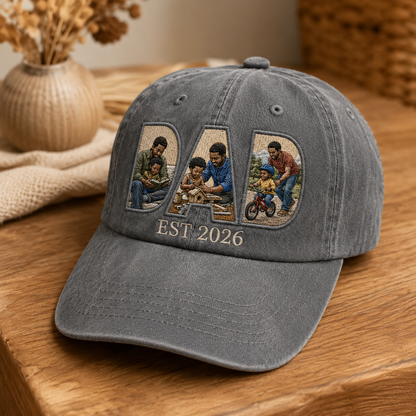 Custom Photo Father Embroidered Hat, Personalized Cap, Custom Portrait Dad Hat, Father’s Day Gift TOM99