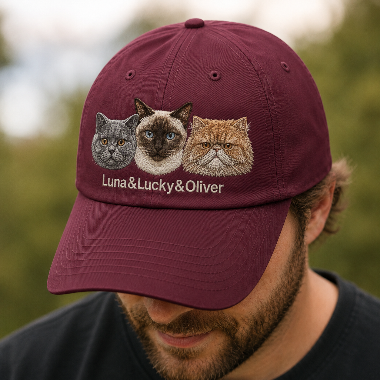 Custom Photo Cat Embroidered Hat | Gift For Cat Lovers Pa99
