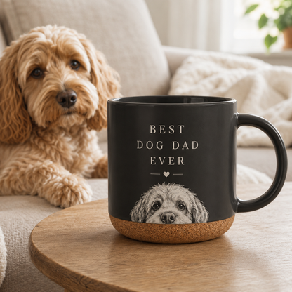 Custom Photo Best Dad Dog Ever 12oz Cork Mug | Gift For Dog Lovers | Pet Lover Gifts TOM99