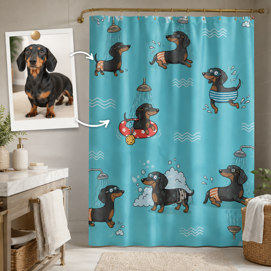 Custom Photo Dog Shower Curtain | Gift For Dog Lovers