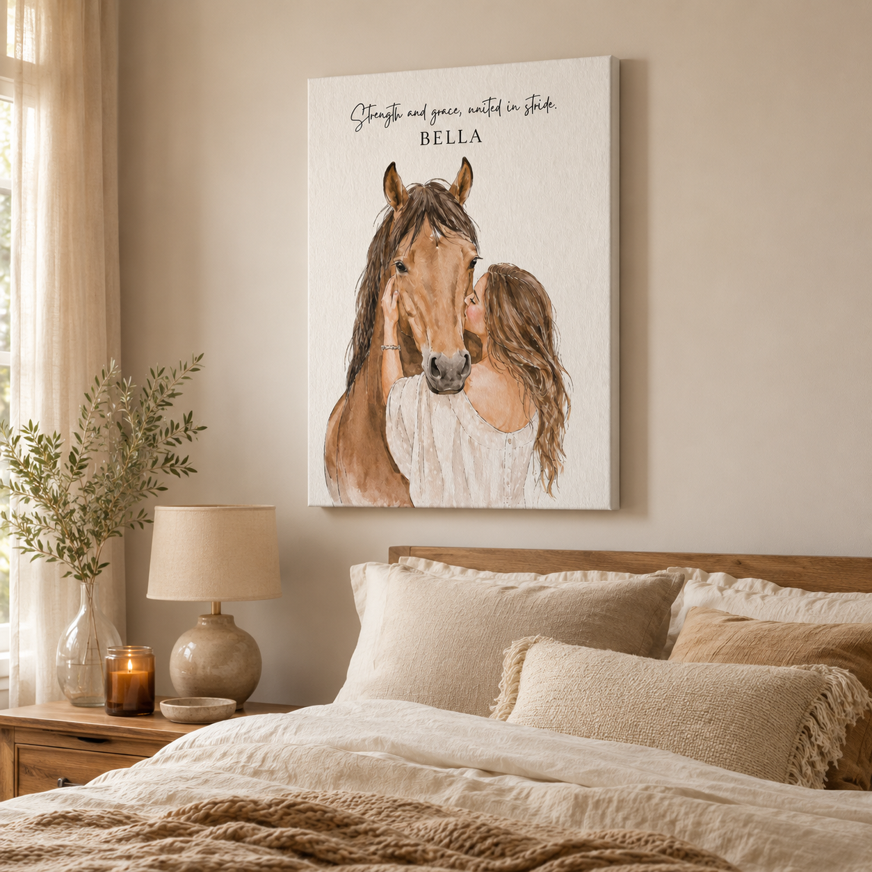 Custom Photo Horse Wall Art Canvas | Personalized Horse Photo Canvas | Gift For Horse Lovers TOM99