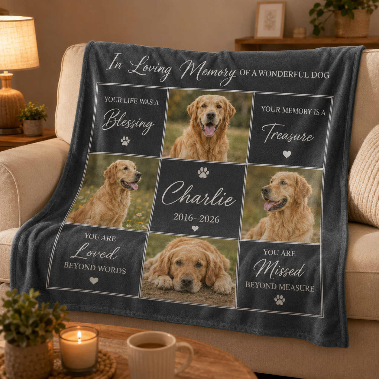 Custom Photo Dog Loving Memories Blanket | Personalized Dog Lovers Gifts | Gift For Dog Lovers TOM99
