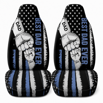 Personalized Best Dad Ever Portrait Car Seat Cover, Custom Dad Seat Protector, Gift For Dad TOM99
