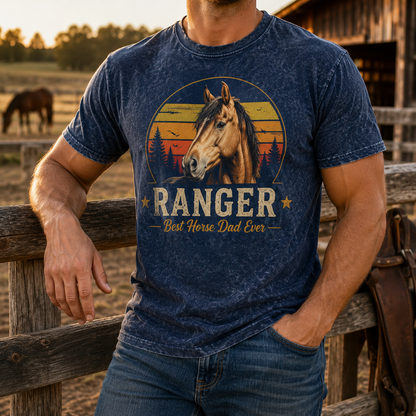 Custom Photo Horse Dad Wash T-Shirt | Personalized Horse Lover Shirt | Gift For Horse Lovers TOM99