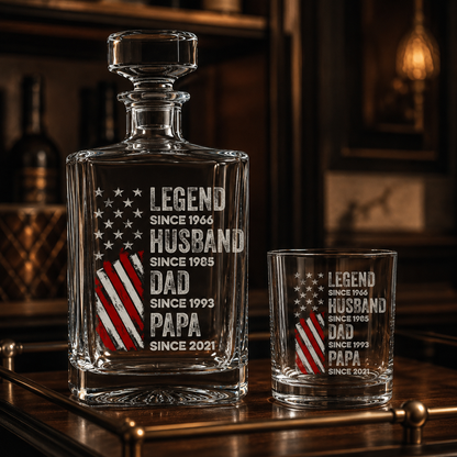 Custom Photo Dad  Papa Whiskey Decanter Set | Personalized Gift For Dad | Father's Day Gifts
