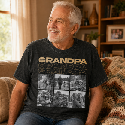 Custom Photo Dad & Grandpa Wash T-Shirt, Personalized Dad Gifts | Gift For Dad TOM99