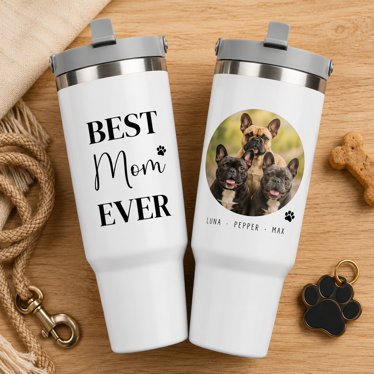 Custom Photo Best Mom Dog 30oz Tumbler | Gift For Dog Lovers | Pet Lover Gifts TOM99